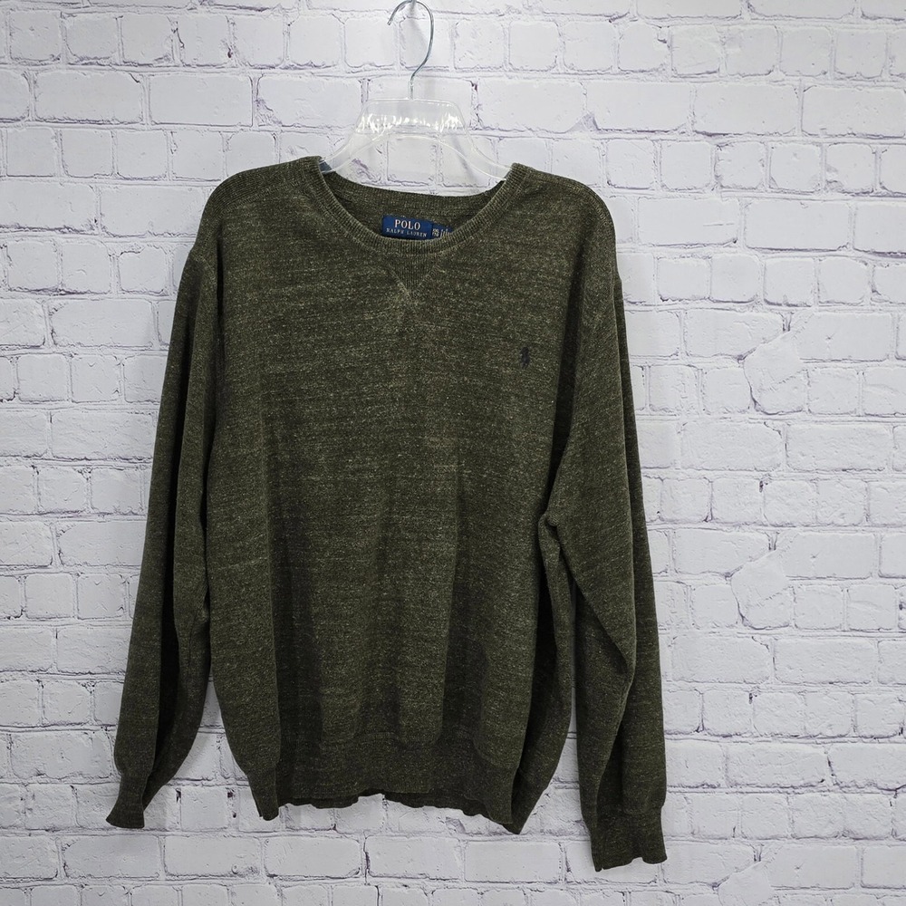 Polo Ralph Lauren Mens Sz XXL Heather Green Sweater 100% Cotton Crew Neck